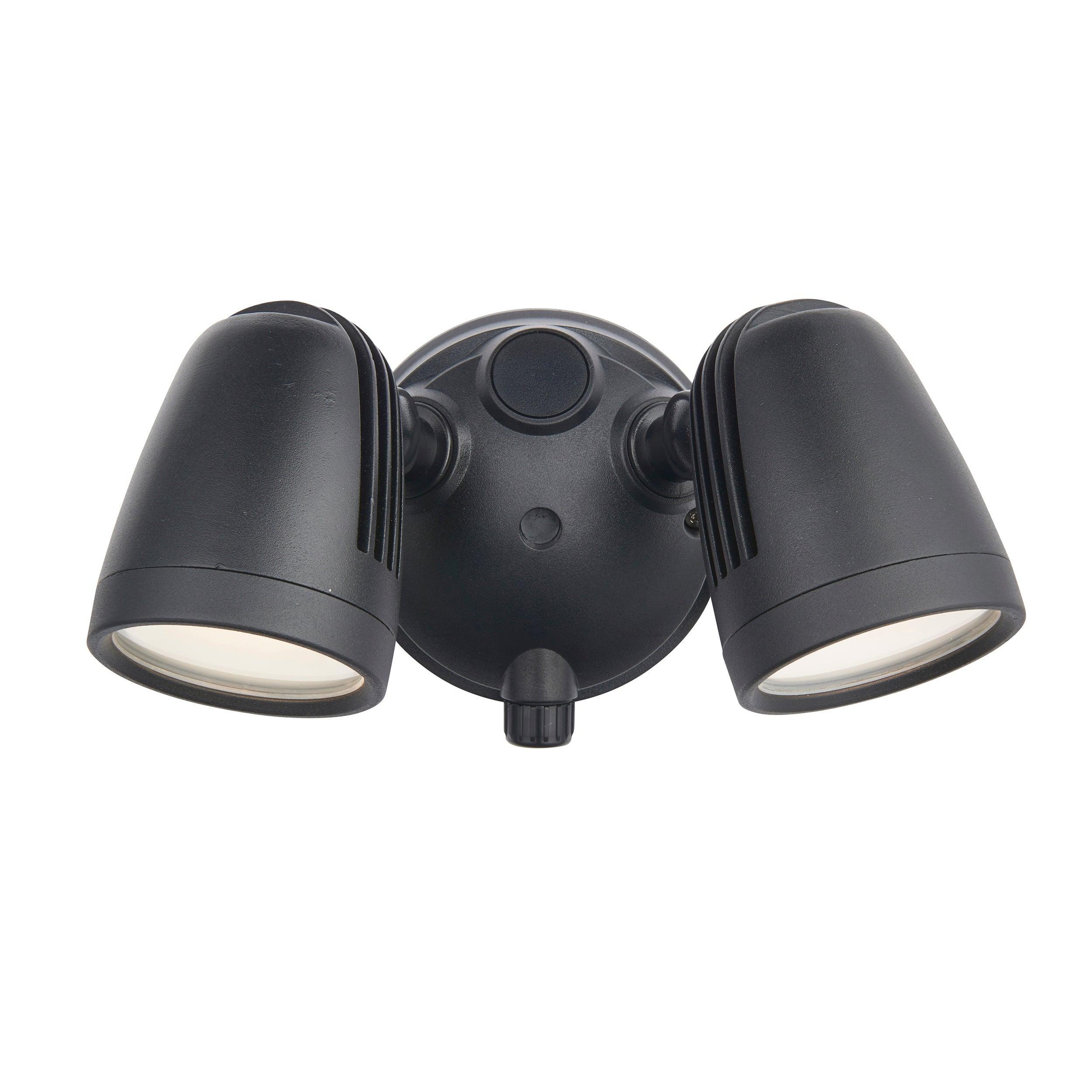 salde twin led black outdoor security wall light ip54 10w by saxby lighting, close up image 131