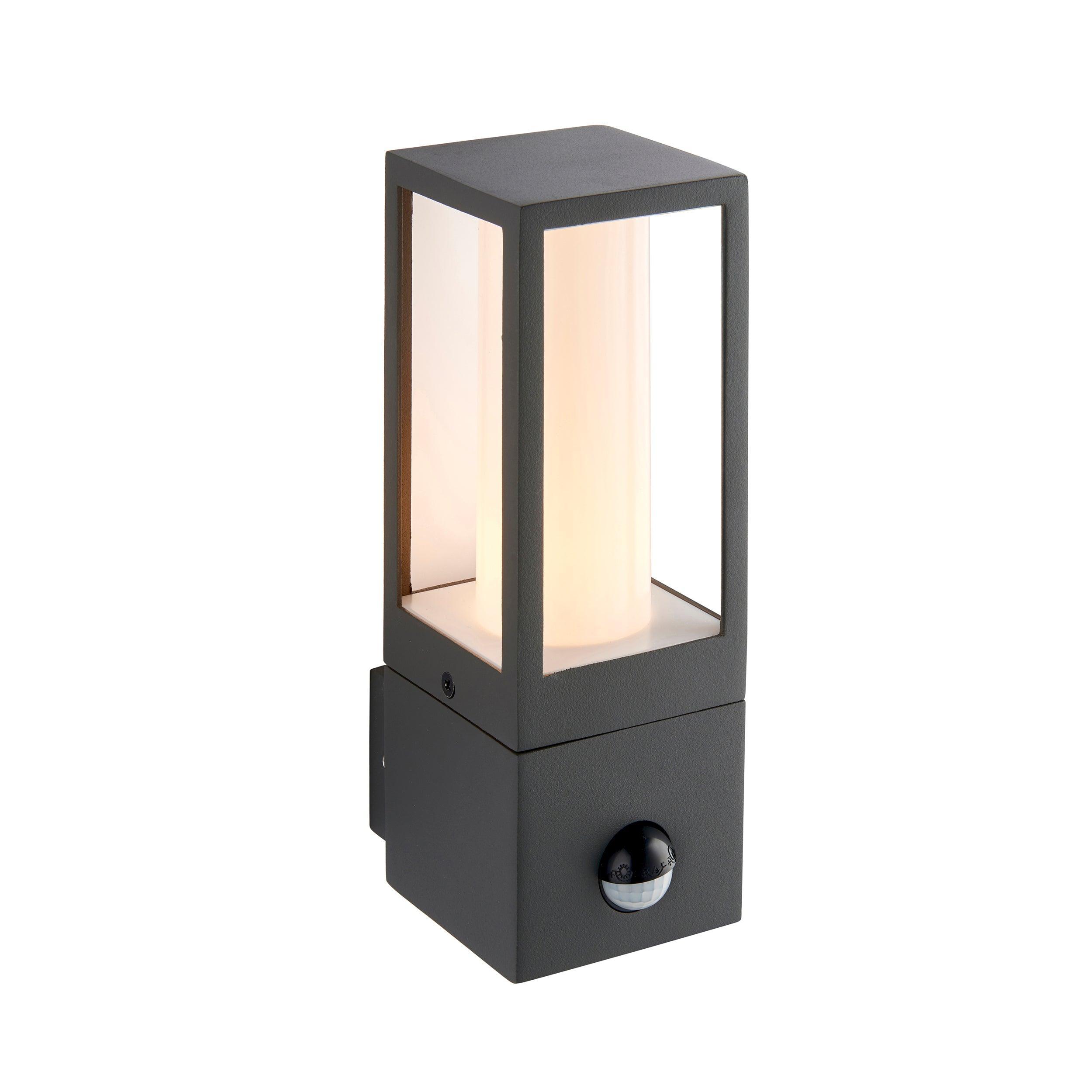 lantern pir grey outdoor wall light ip44 7w by saxby lighting, close up image 166