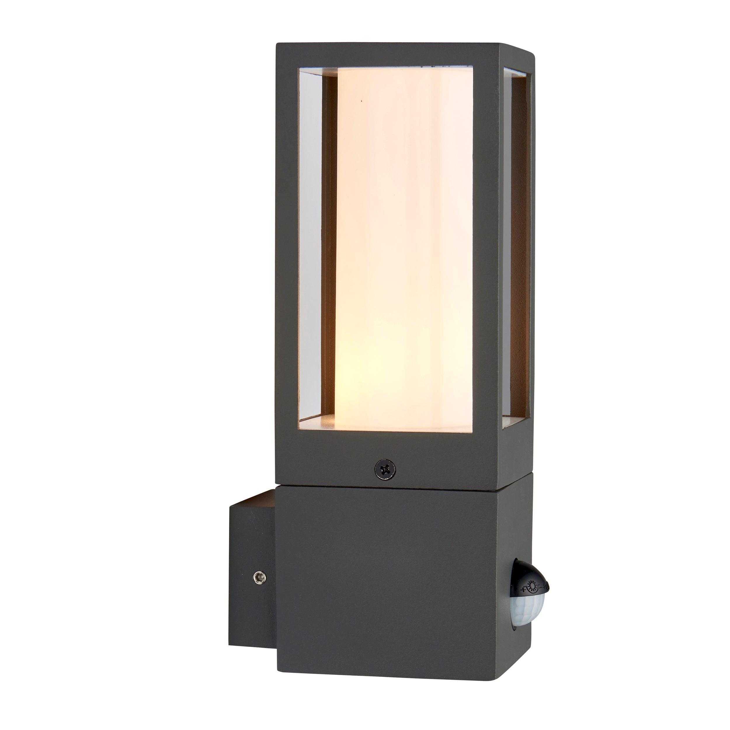 lantern pir grey outdoor wall light ip44 7w by saxby lighting, close up image 117