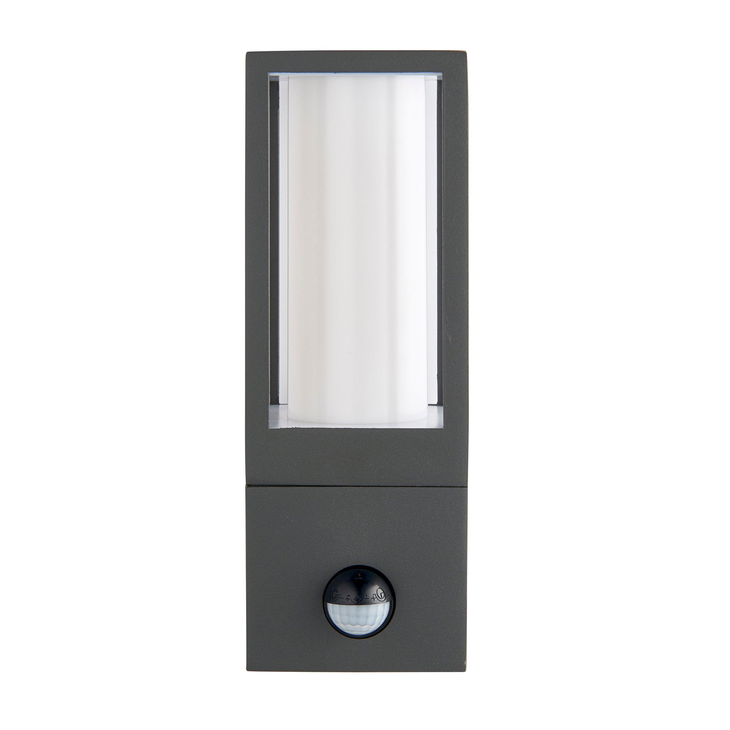 lantern pir grey outdoor wall light ip44 7w by saxby lighting, close up image 47