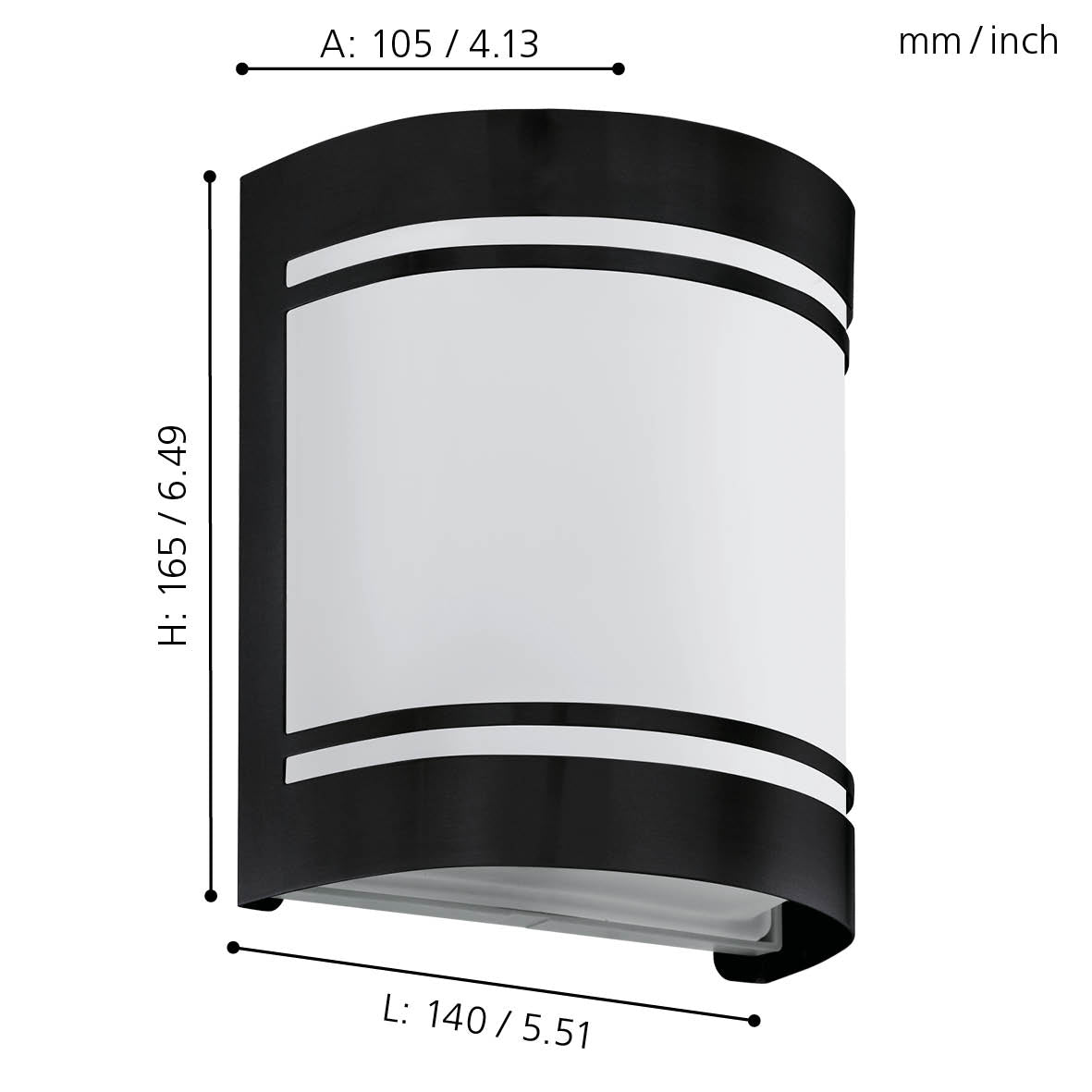 eglo cerno black curved outdoor wall light ip44 living room image