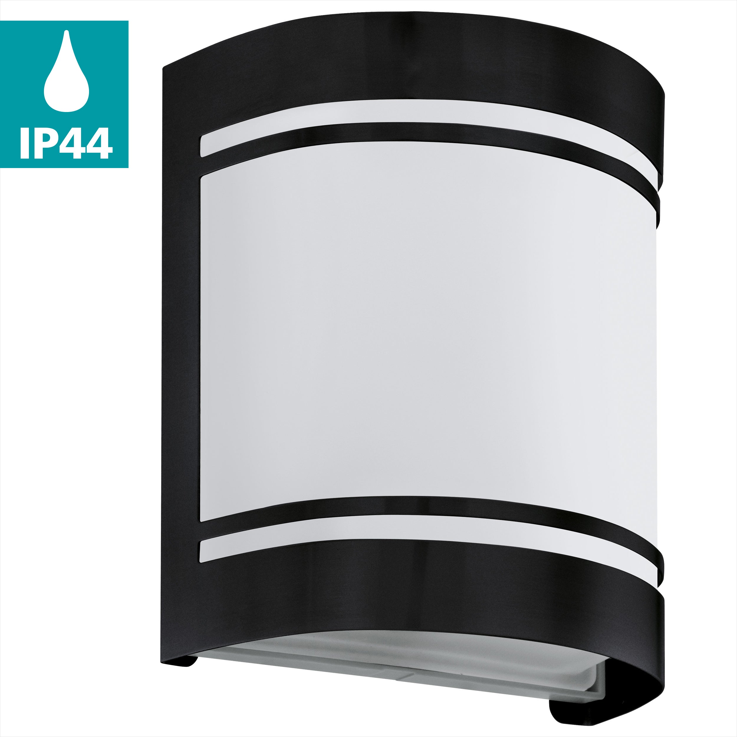 eglo cerno black curved outdoor wall light ip44 living room close up