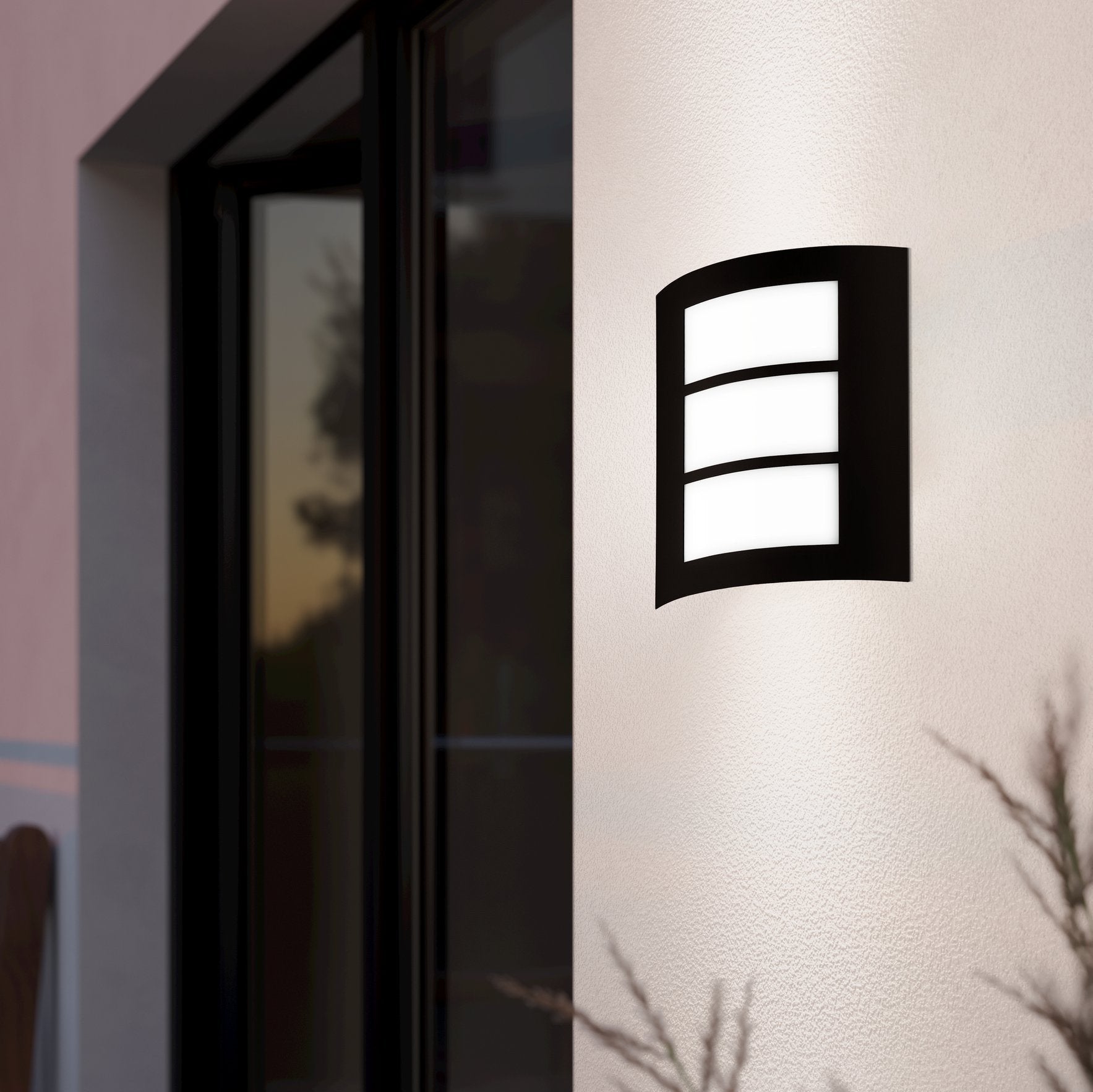 eglo city black curved outdoor wall light