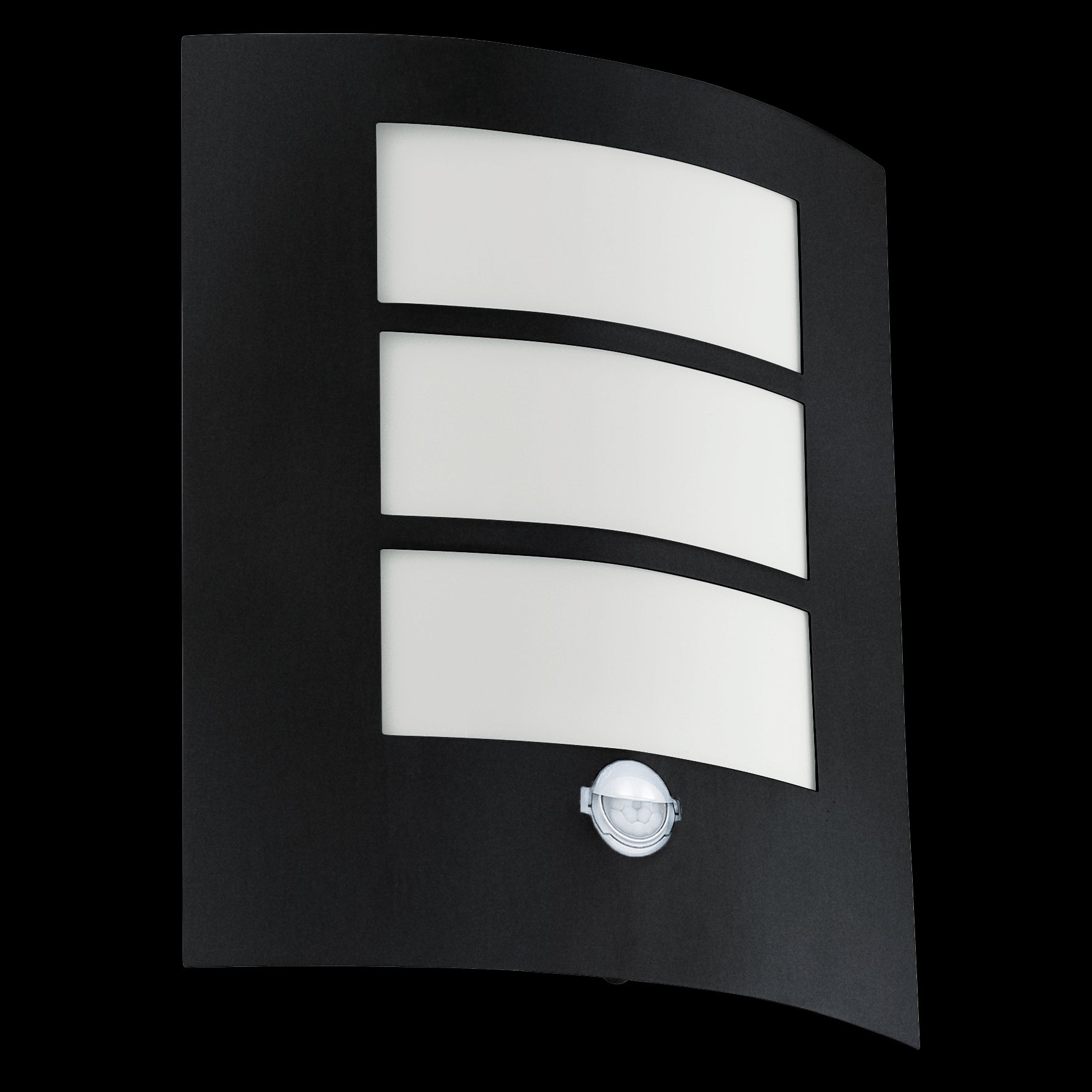 eglo city black curved outdoor pir wall light living room image