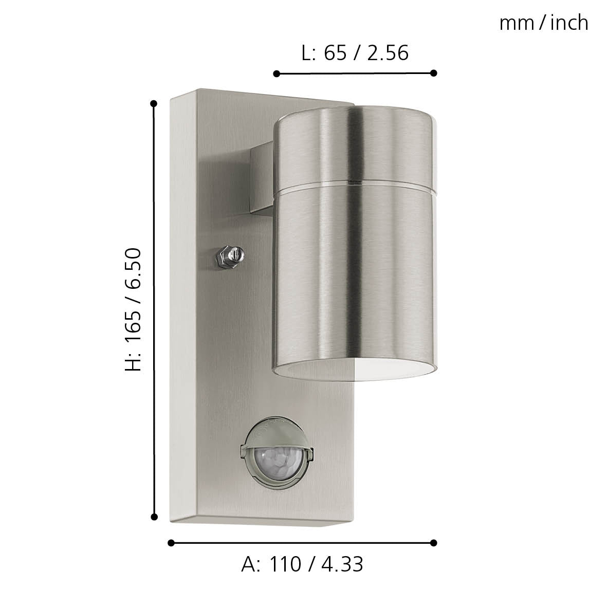 eglo riga 5 ip44 stainless steel down outdoor wall light pir living room image