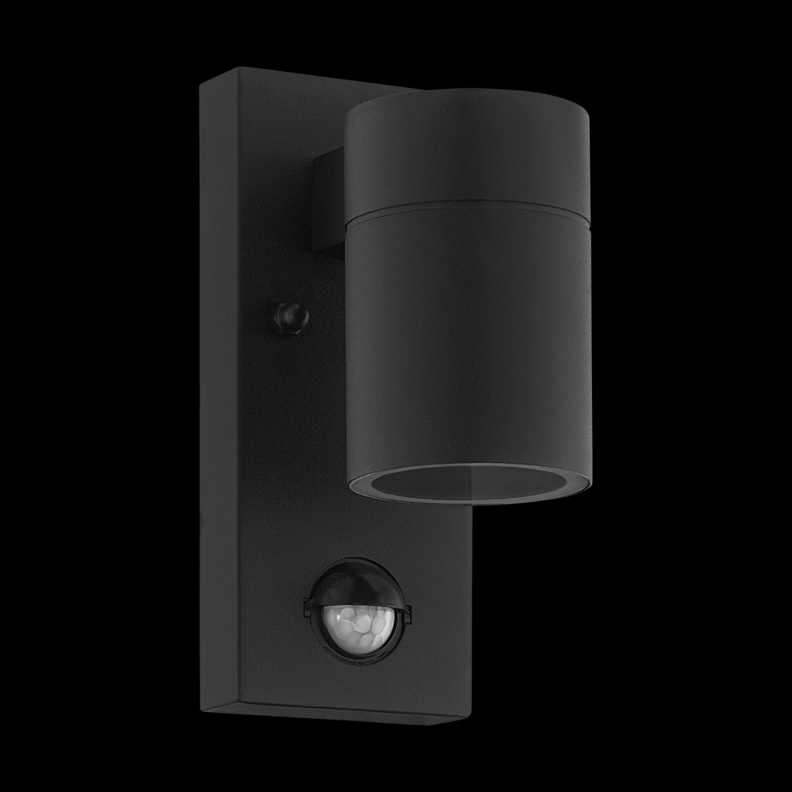 eglo riga 5 black ip44 down outdoor wall light pir living room image