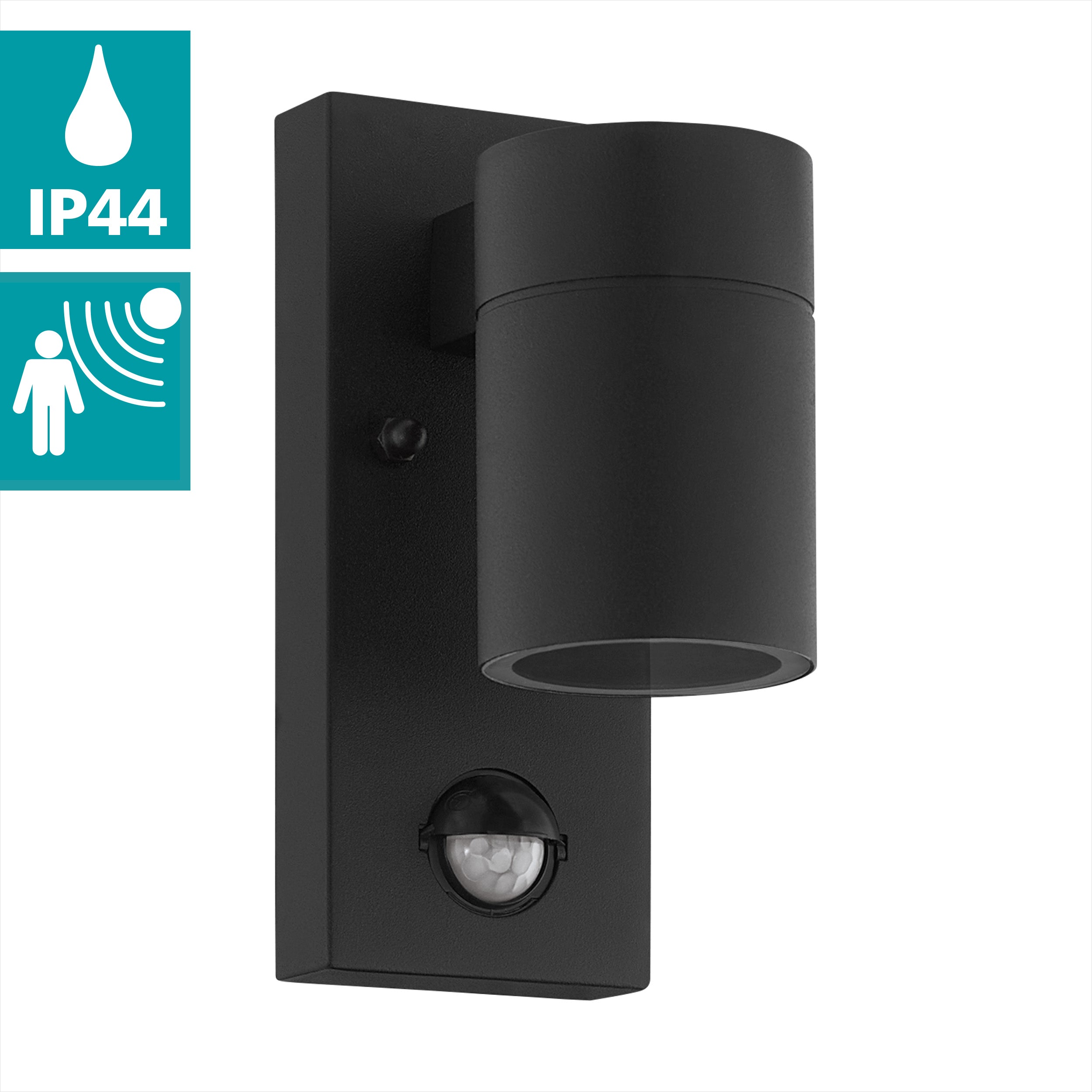 eglo riga 5 black ip44 down outdoor wall light pir kitchen lighting
