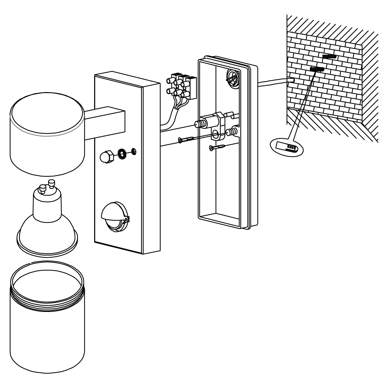 eglo riga 5 black ip44 down outdoor wall light pir Kitchen Lighting Close Up
