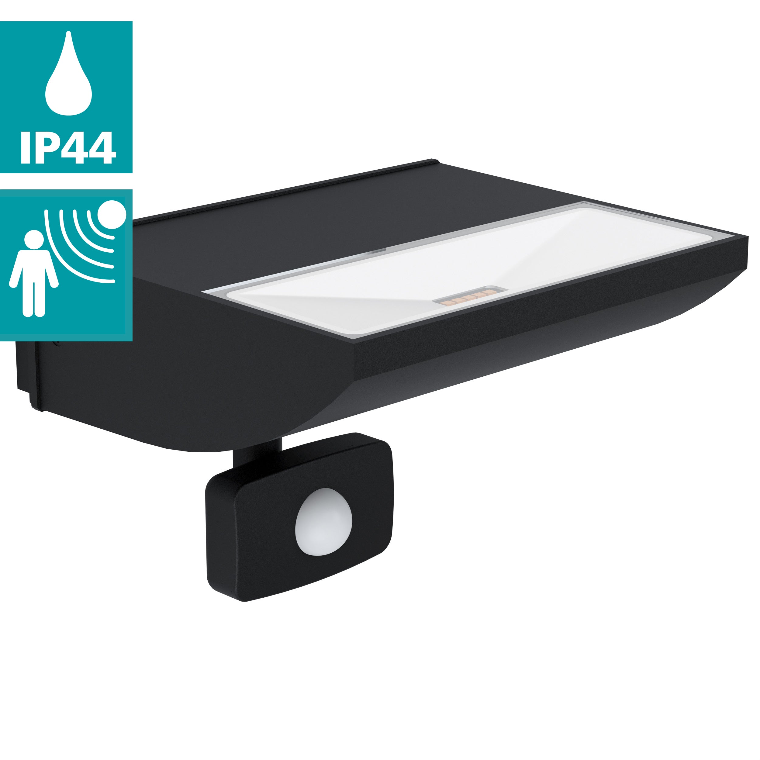 eglo sorronaro led black pir outdoor wall light ip44