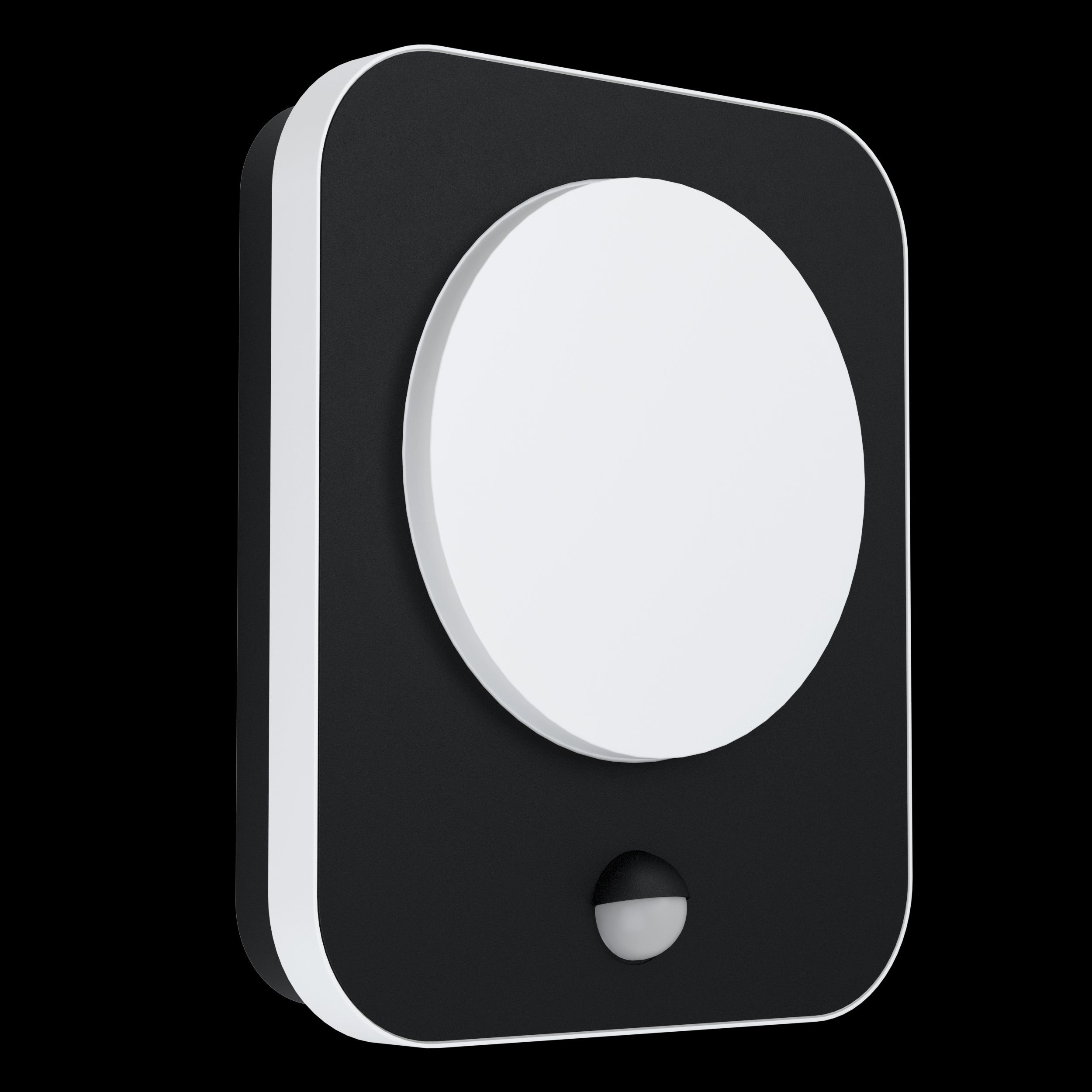 eglo madriz black led outdoor pir wall light ip44 living room close up