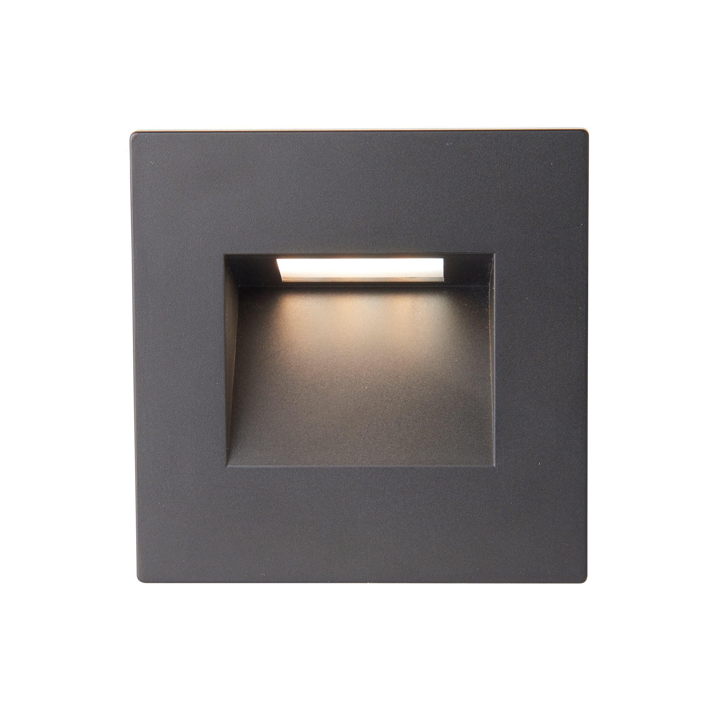 albus cct square black led outdoor wall light ip65 1 5wby Saxby Lighting, close up image