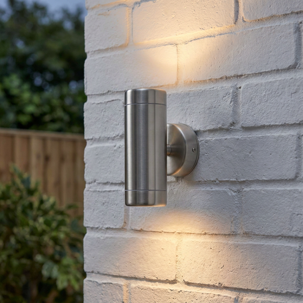 Atlantis Silver Up & Down 2 Light LED Outdoor Wall Light IP65