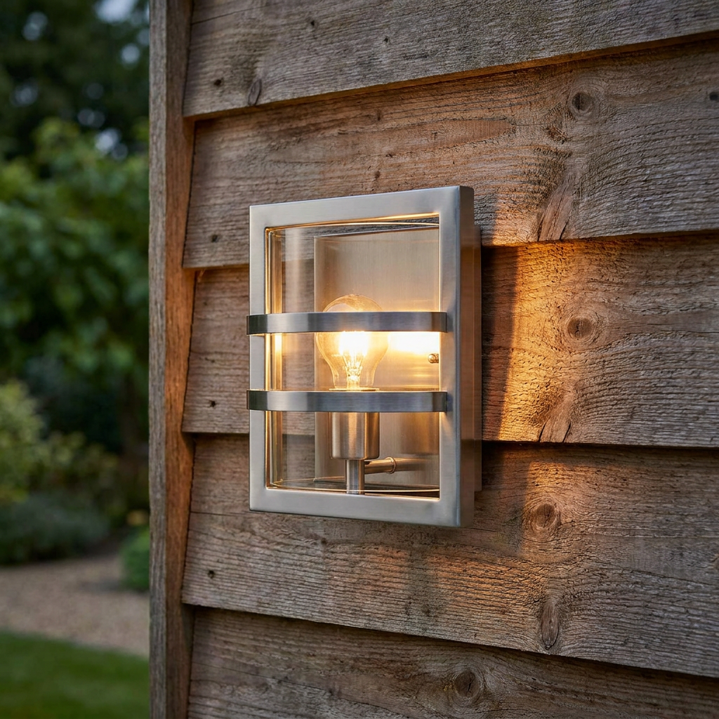 Bern Stainless Steel And Clear Glass Outdoor Wall Light