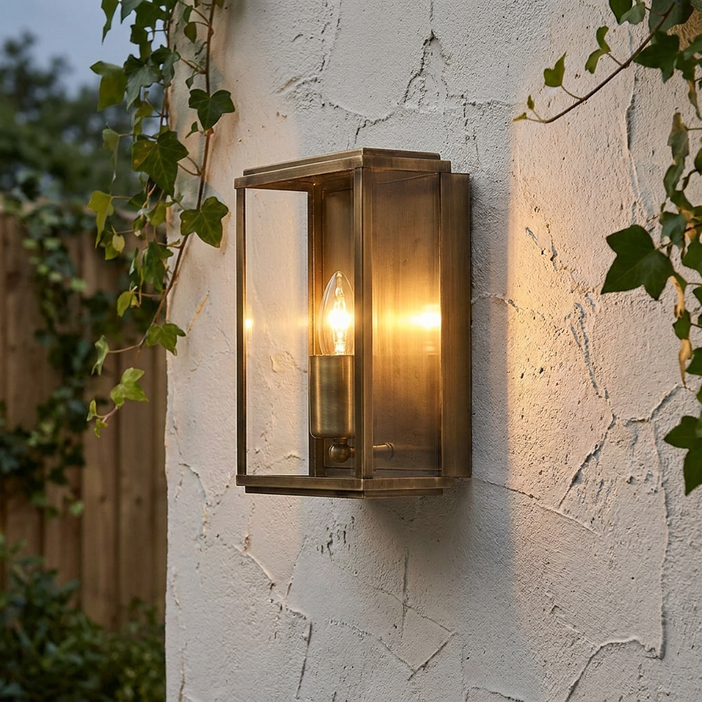 Box Outdoor 1 Light Antique Brass Wall/Porch Lantern