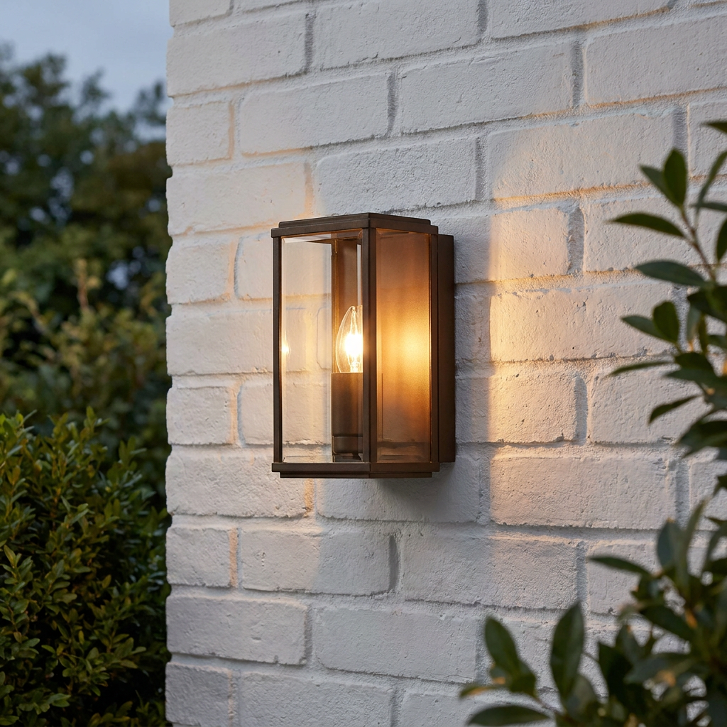 Box Outdoor 1 Light Rust Wall/Porch Lantern Searchlight
