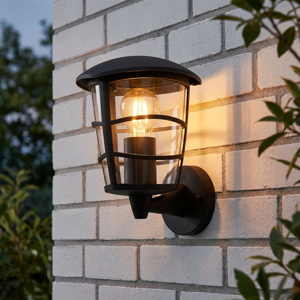 Eglo Aloria Black IP44 Upright Lantern Outdoor Wall Light