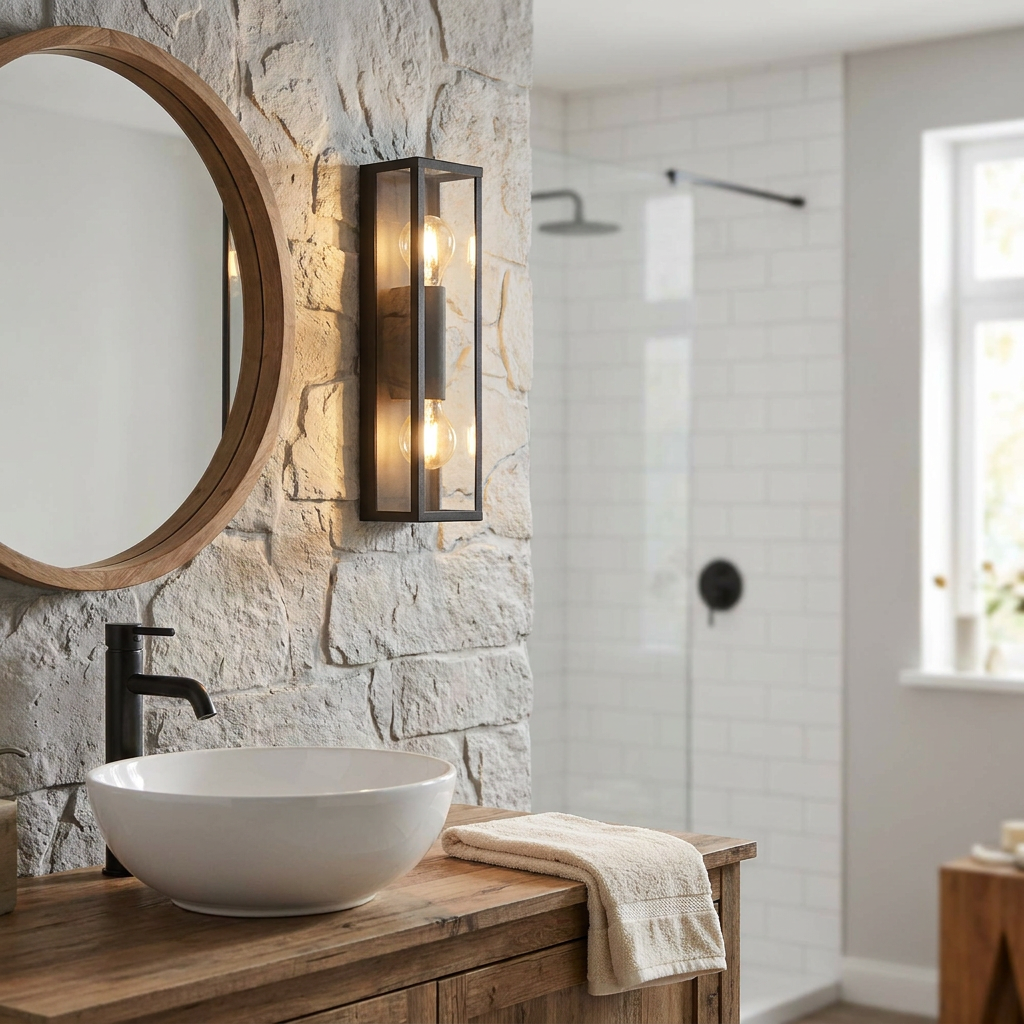 Eglo Amezola Black Bathroom 2 Light Wall light - IP44