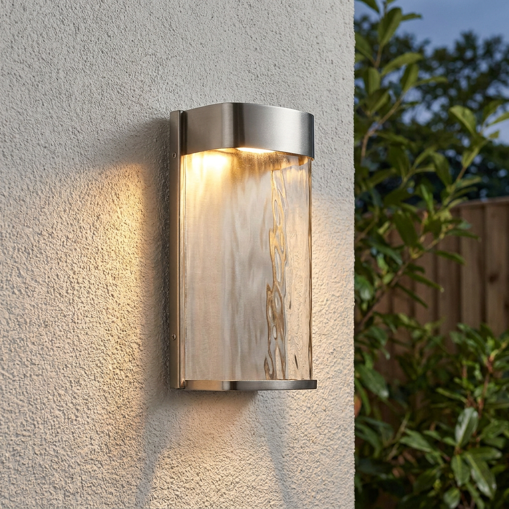 Elstead Bennie Large Brushed Steel Outdoor LED Wall Light-OB-35-25-09