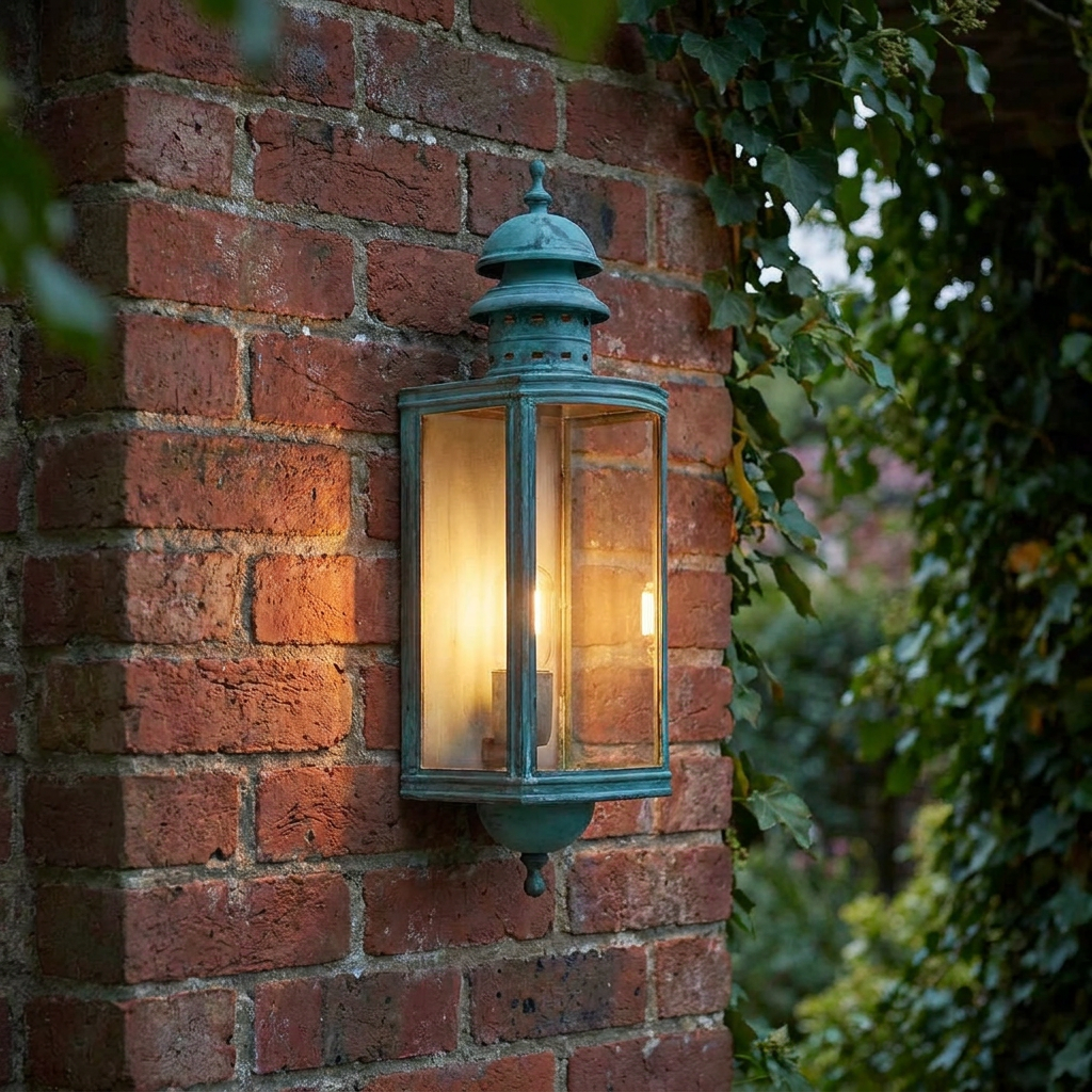 Elstead Downing Street Verdigris Outdoor Porch Ceiling Wall Light