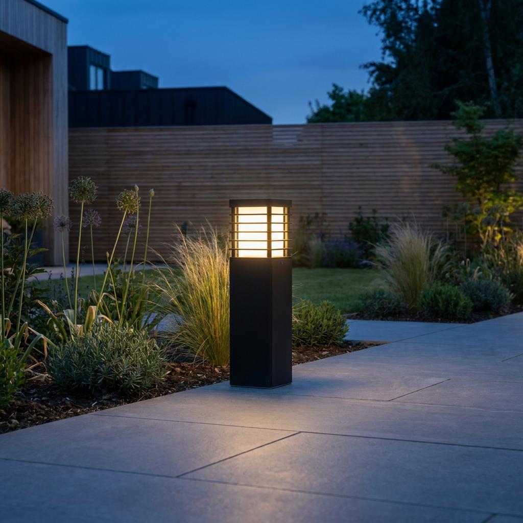 Elstead Halmstad Black Mini Bollard Light H/STAD M E27 BLK