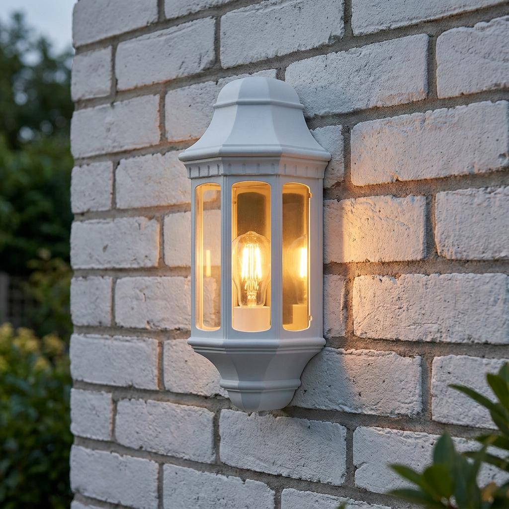 Elstead Malaga White Outdoor Half Wall Light