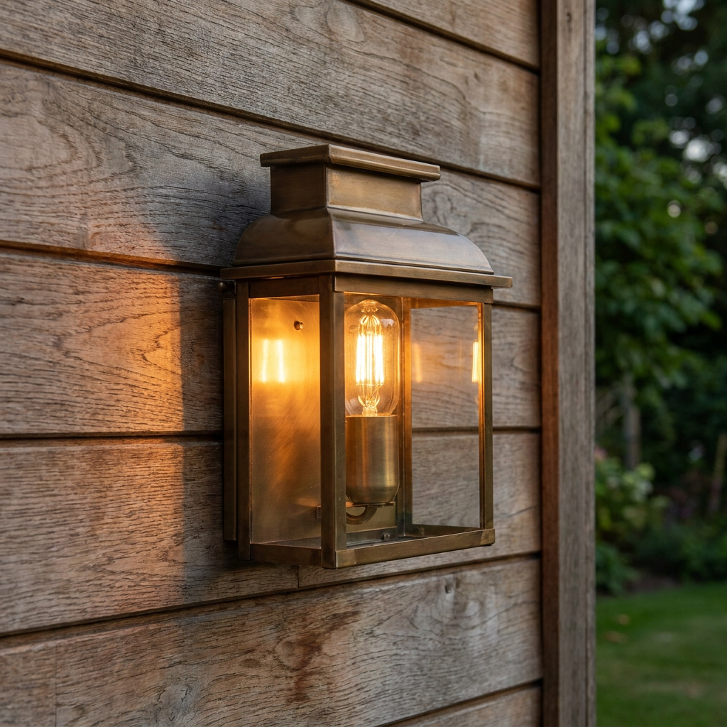 Elstead Old Bailey Aged Brass Outdoor Wall Light