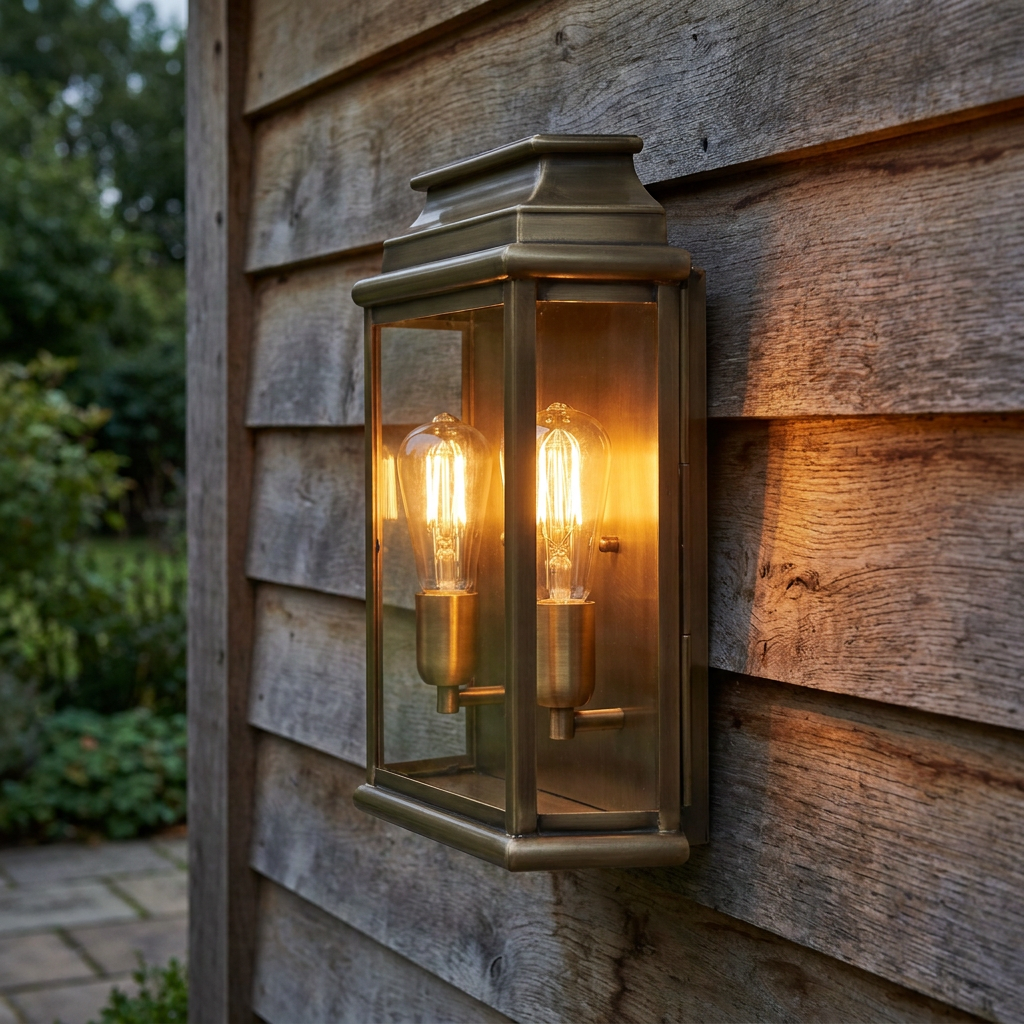 Elstead St Martins Large Aged Brass Outdoor Wall Light