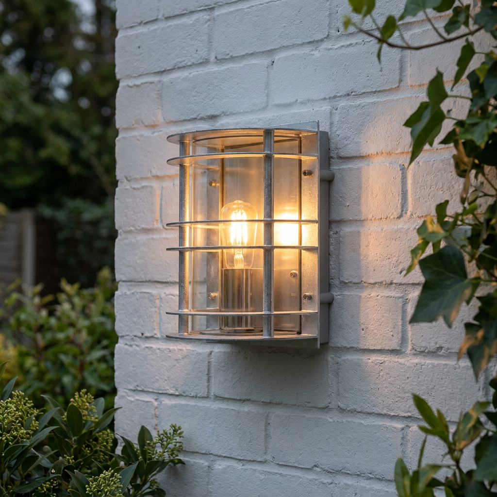 Elstead Stockholm Galvanised Steel Outdoor Porch Ceiling Wall Light