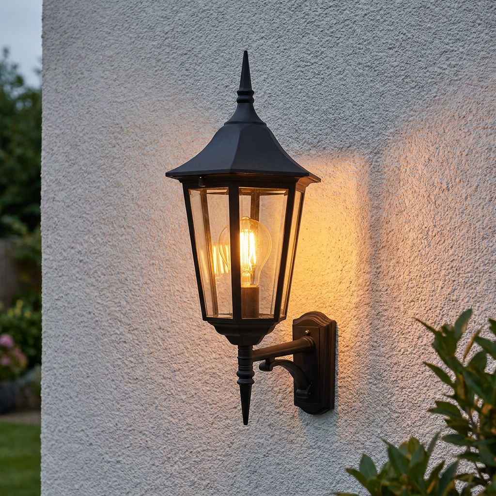 Elstead Valencia Grande Black Outdoor Uplighter Wall Light