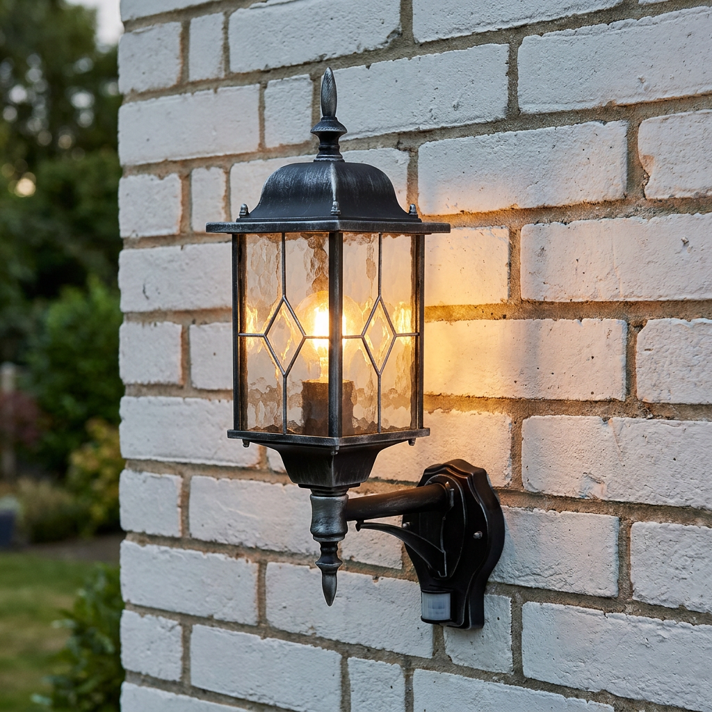 Elstead Wexford Black/Silver Outdoor PIR Wall Light