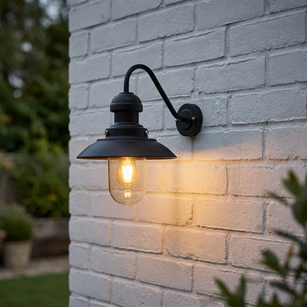 Endon Hereford Black Outdoor Fisherman's Arm Wall Light