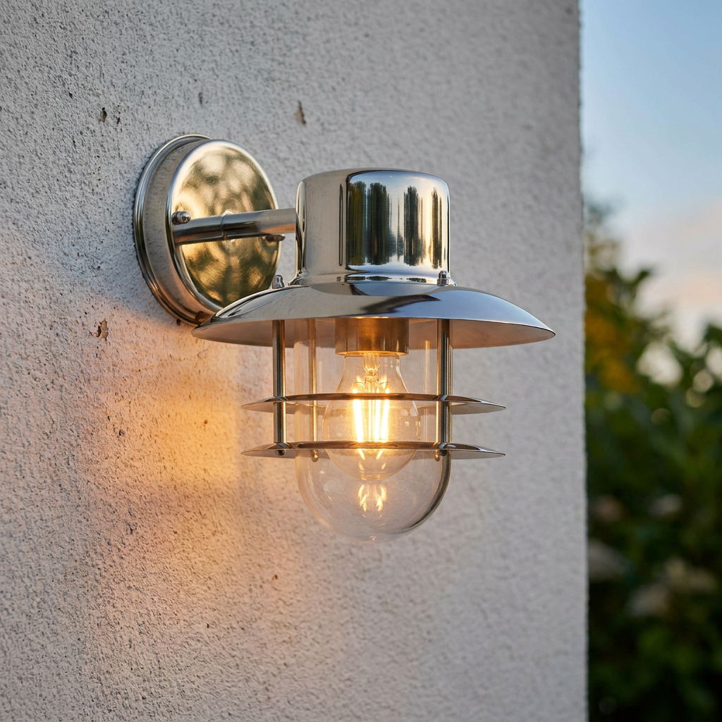 Endon Jenson Polished Stainless Steel Outdoor Wall Light