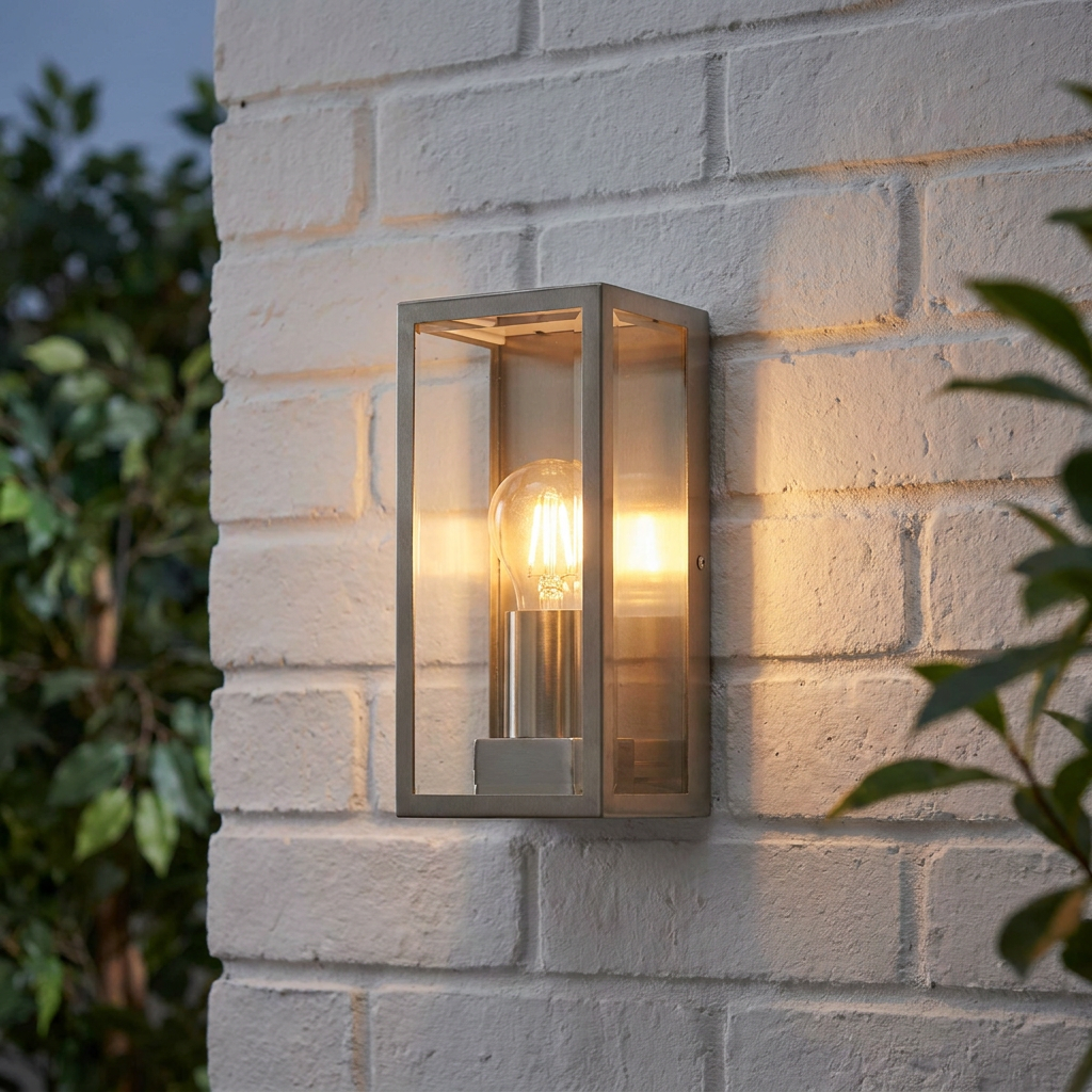 Endon Oxford Brushed Stainless Steel Outdoor Wall Light