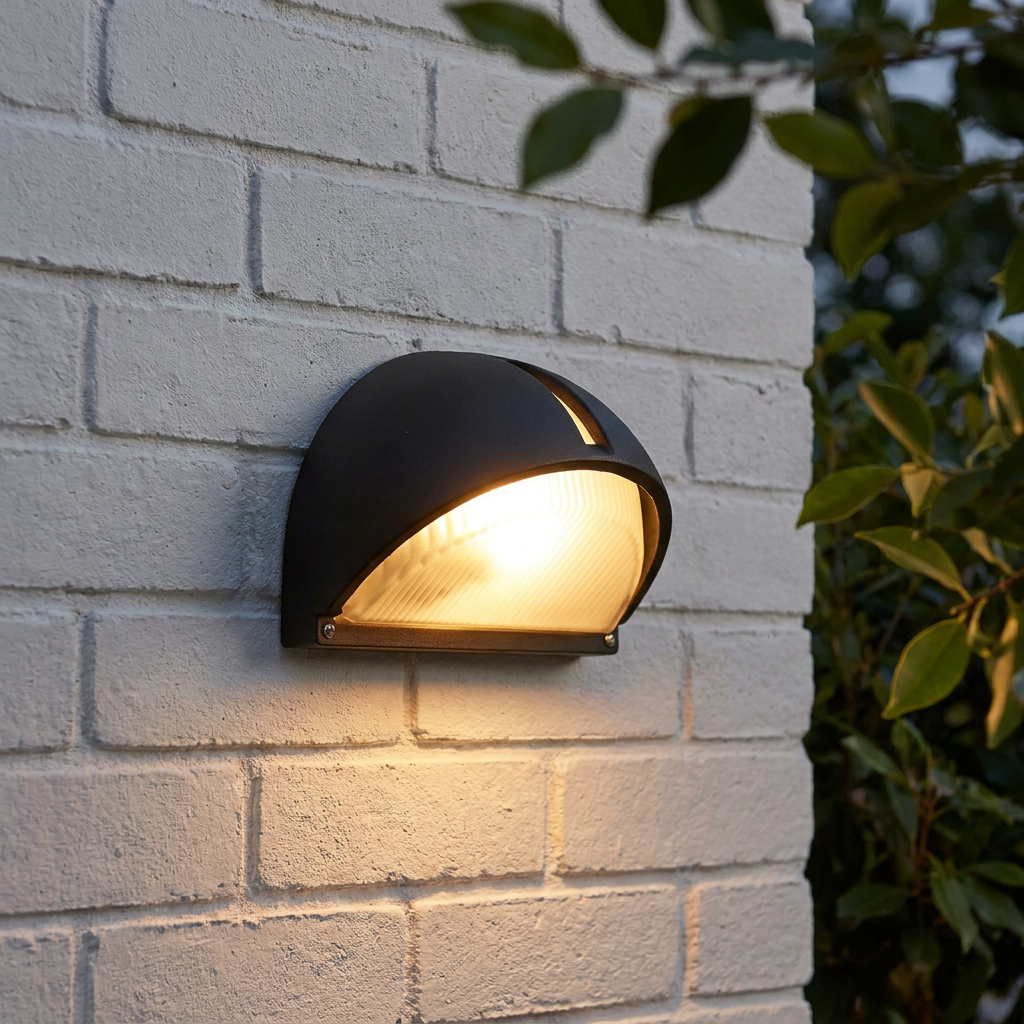 Kentucky LED Outdoor/Porch Half-Moon Black Wall Light
