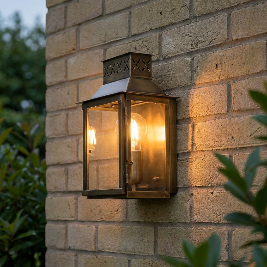 Lambeth Palace 1 Light Outdoor Brass Wall Light - Elstead