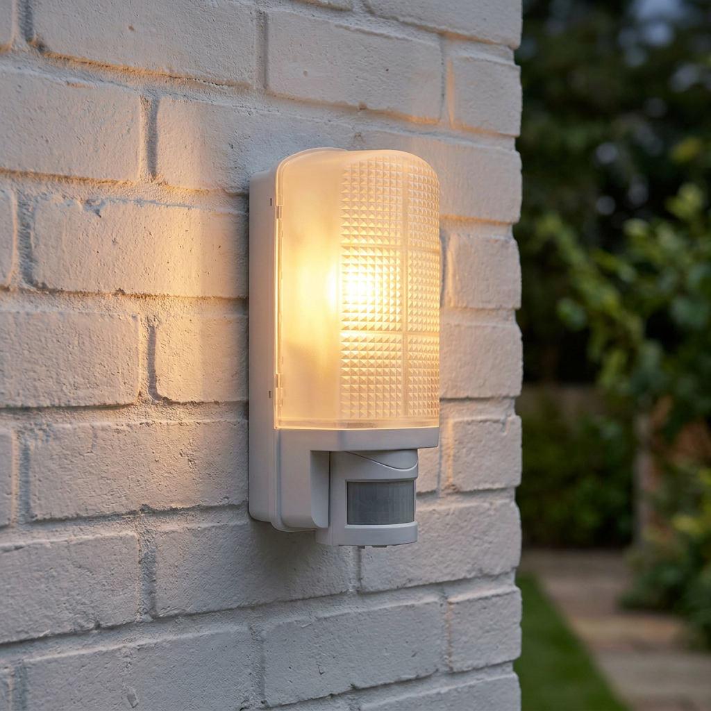 Motion PIR Sensor Outdoor White Wall Light IP44 60W