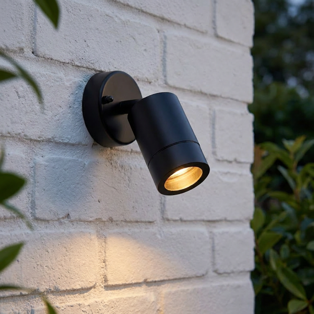 Palin Black LED Outdoor Spot Wall Light IP44 7W-warehouse-180926
