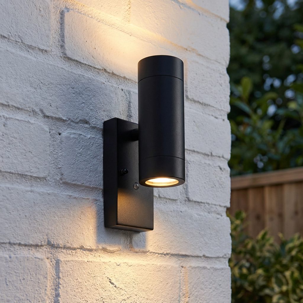 Palin Outdoor Black Wall Light with Photocell IP44 7W