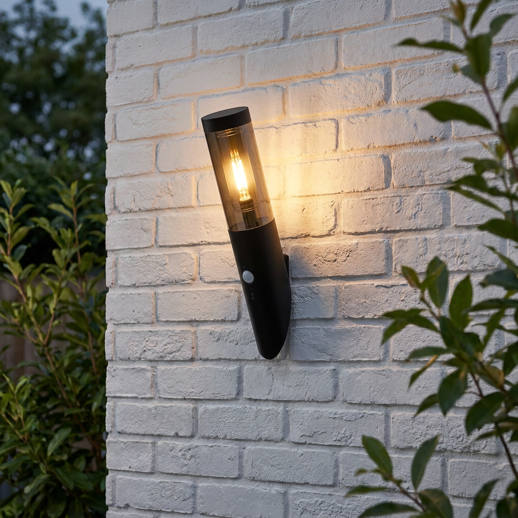 Searchlight Batton Black PIR Outdoor Wall Light