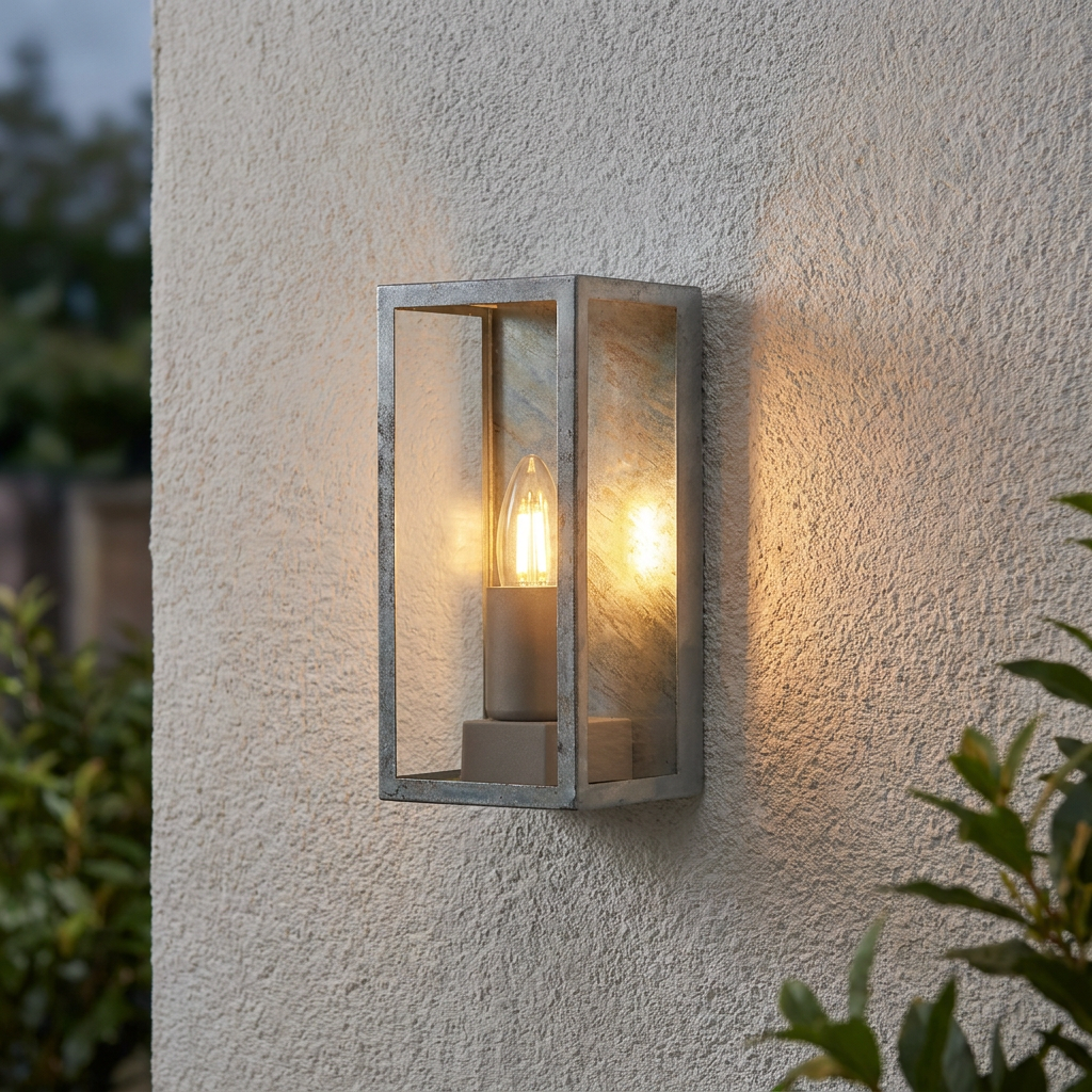 Searchlight Box II Outdoor IP44 Galvanised Silver Wall Light