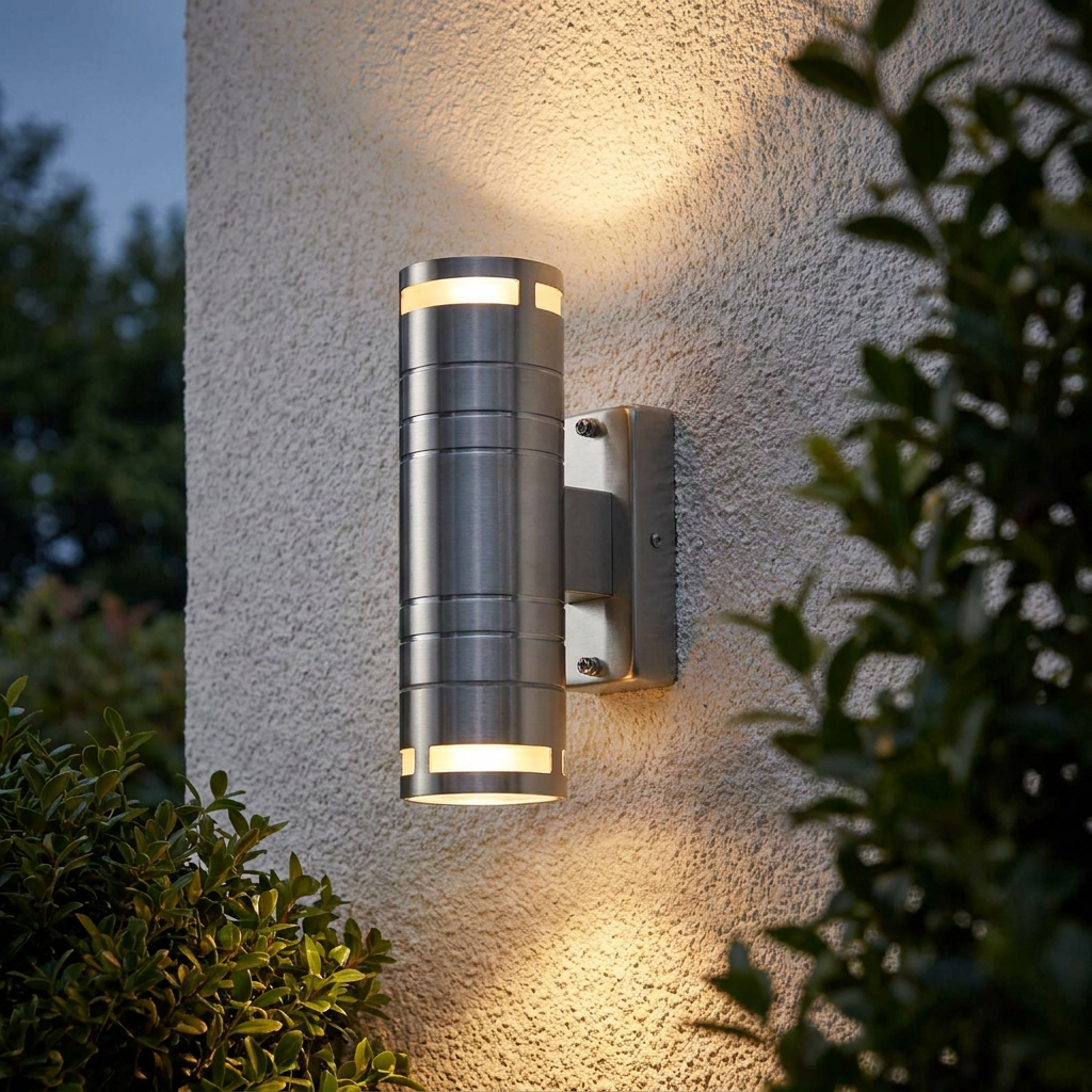 Searchlight Stainless Steel Up/Downlighter LED Outdoor Wall Light