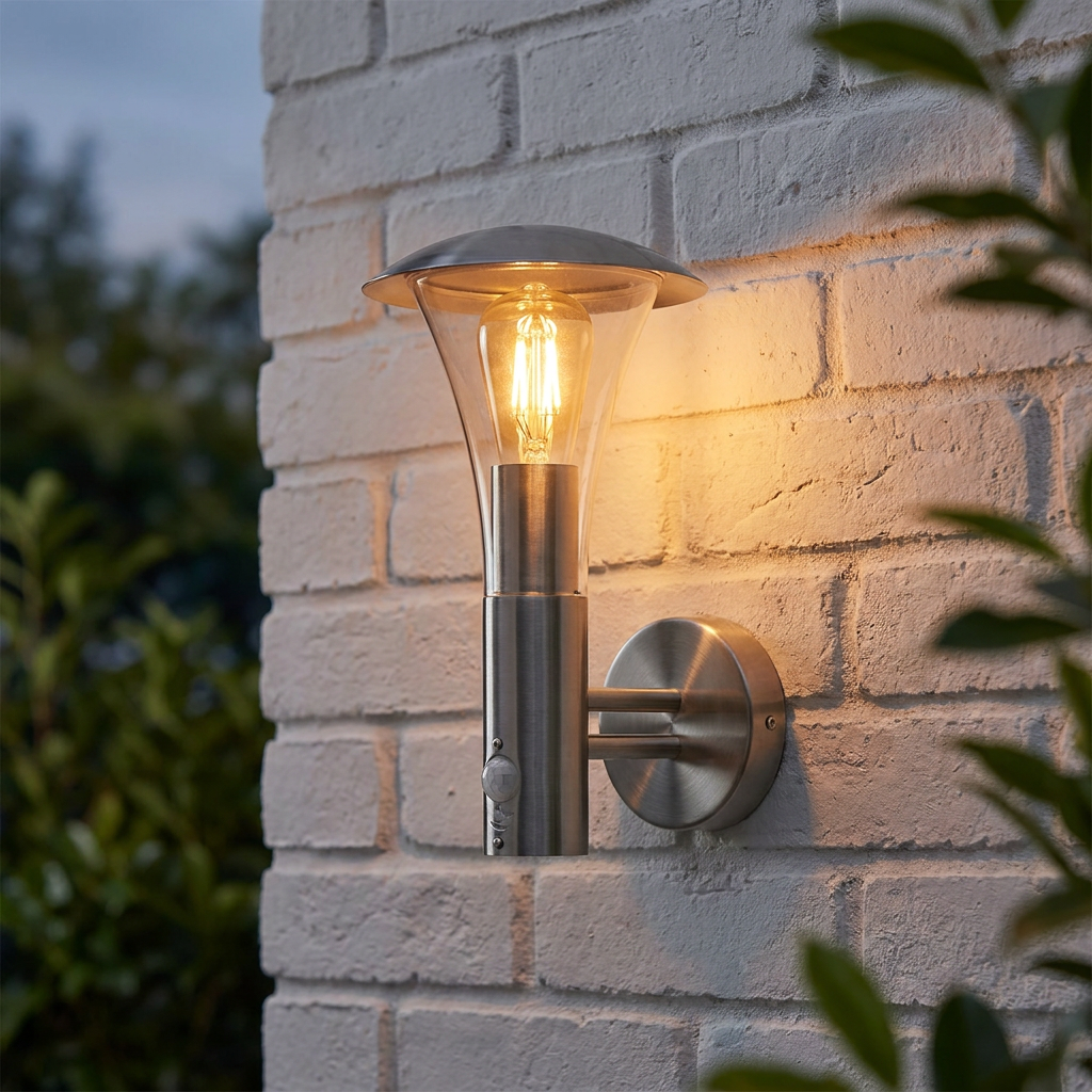 Searchlight Strand Stainless Steel Outdoor PIR Wall Light