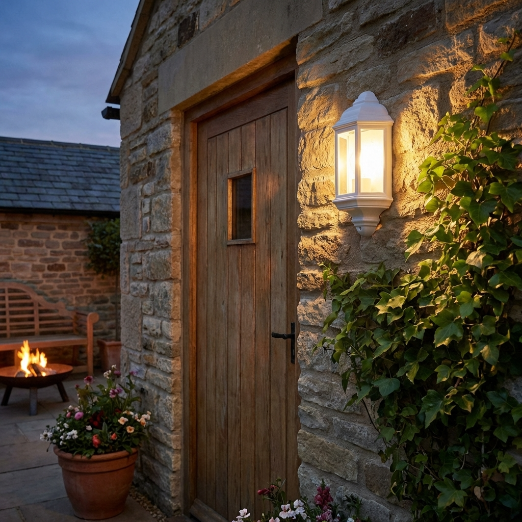 Searchlight Maine Outdoor & Porch White Flush Wall Light