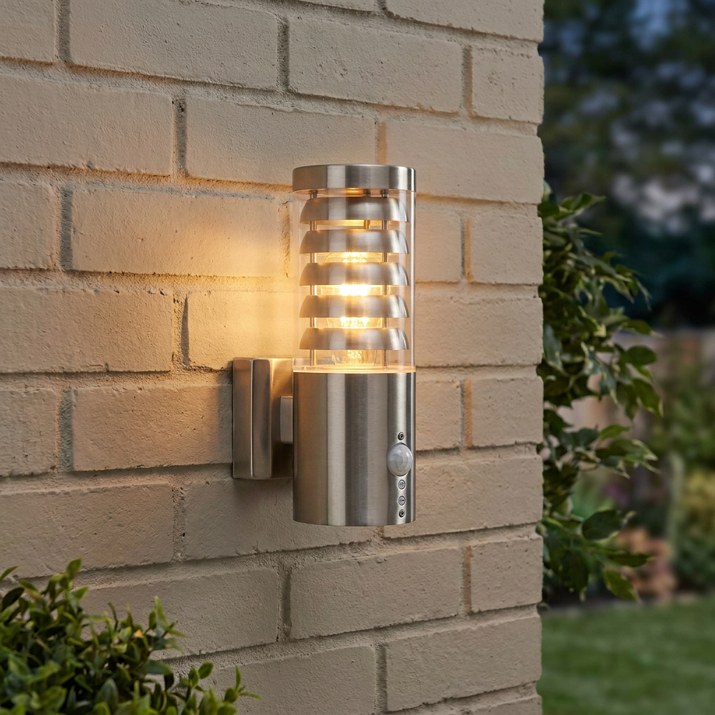 Tango LED Steel Outdoor Wall Light with PIR Sensor IP44