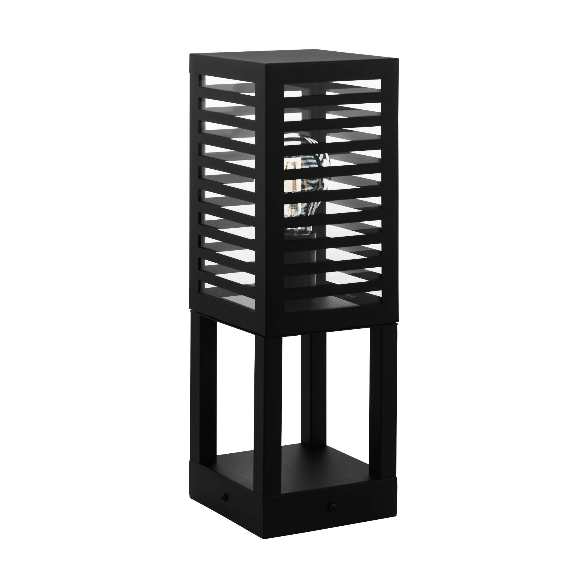 eglo alamonte 3 ip44 black cuboid pedestal light