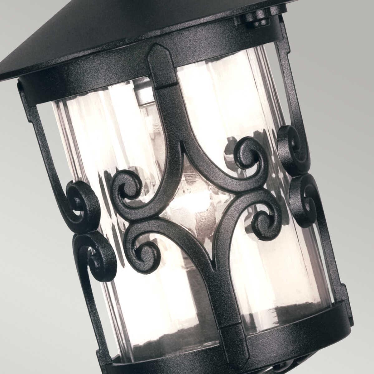 elstead hereford black finish outdoor pendant lantern Close Up LED Bulb