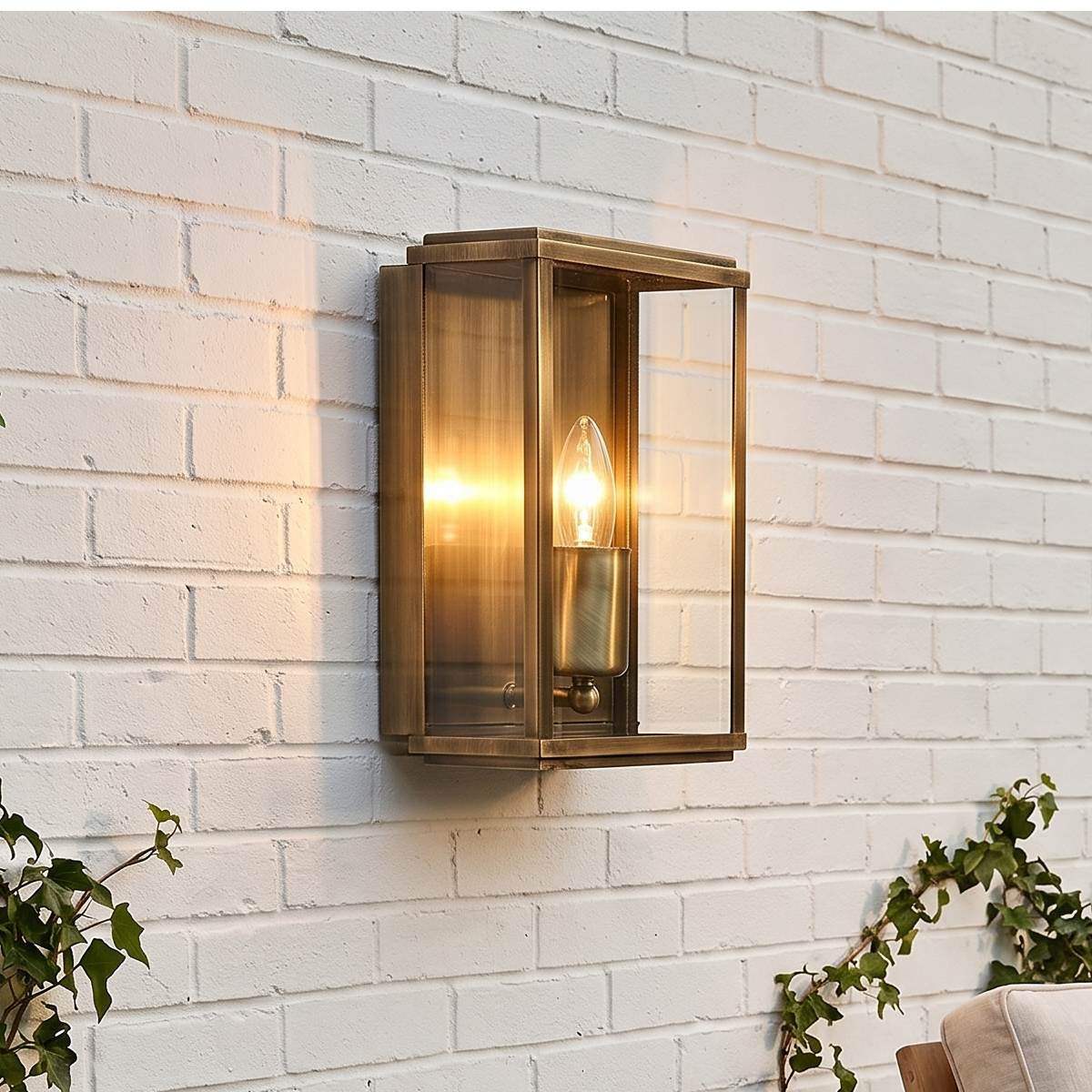 Box Outdoor 1 Light Antique Brass Wall/Porch Lantern-warehouse-091026