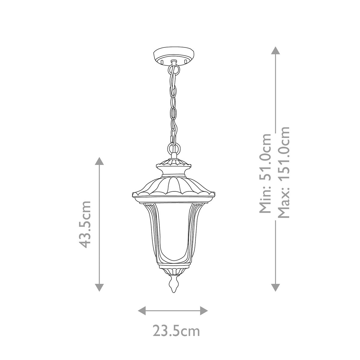 Elstead Chicago 1 Light Small Black Outdoor Chain Lantern — alternate view