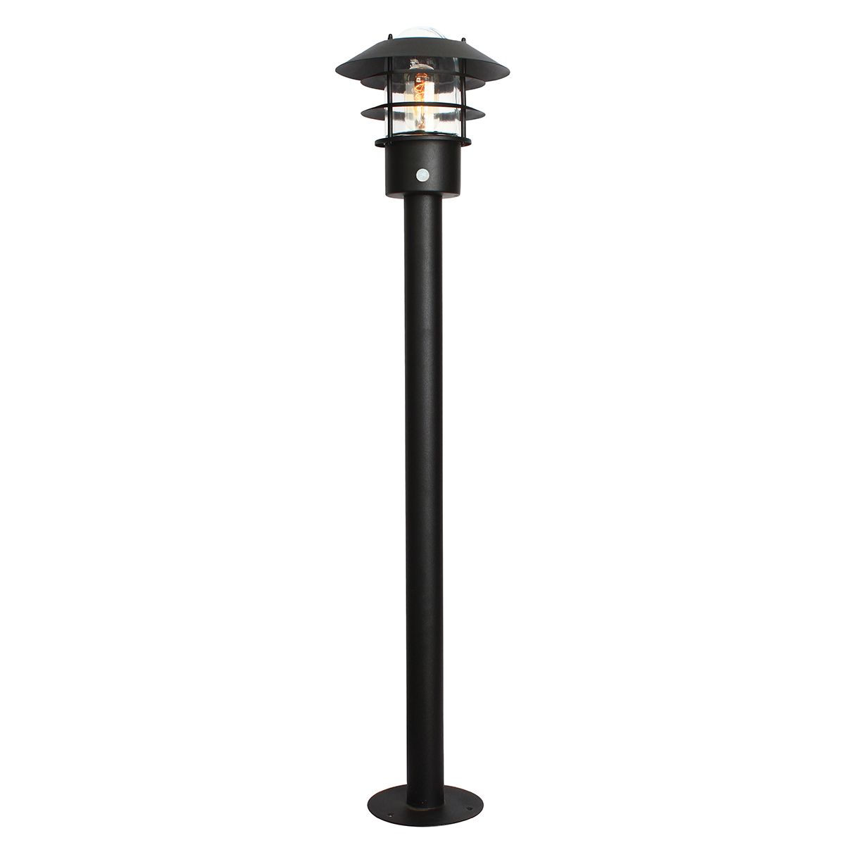 Helsingor Black Outdoor Bollard Lantern with PIR