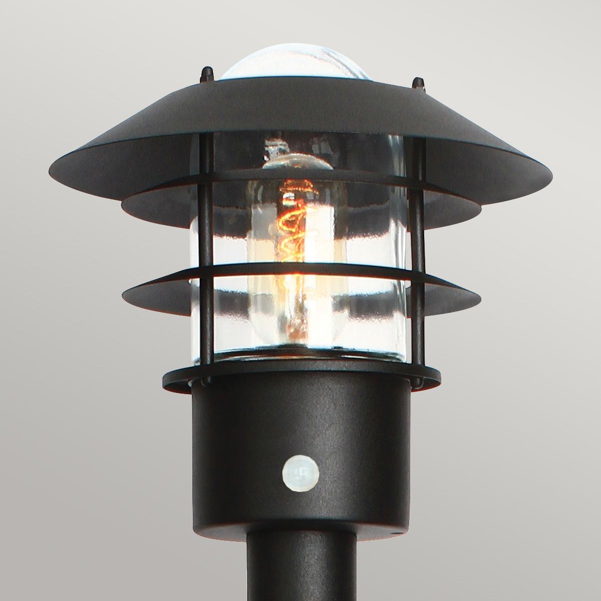 Helsingor Black Outdoor Bollard Lantern with PIR
